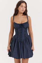 Dames Corset Mini Jurk | Getailleerde Lace Jurk met Flared Rok | Gylena