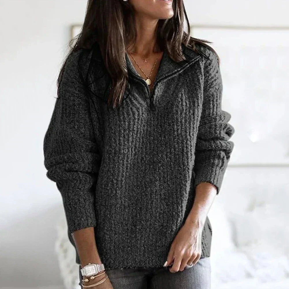 Dames Halfzip Trui met Structuur | Roshan