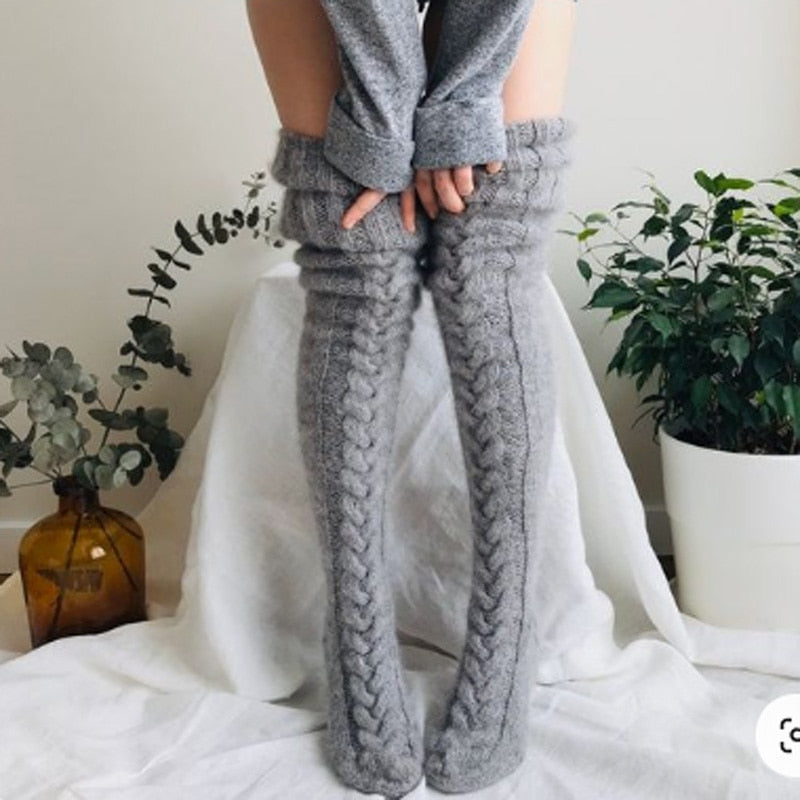 Dames Warme Gebreide Overknee Sokken | Louisa