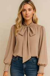 Dames Stijlvolle Chique Blouse met Strikdetail | Halina