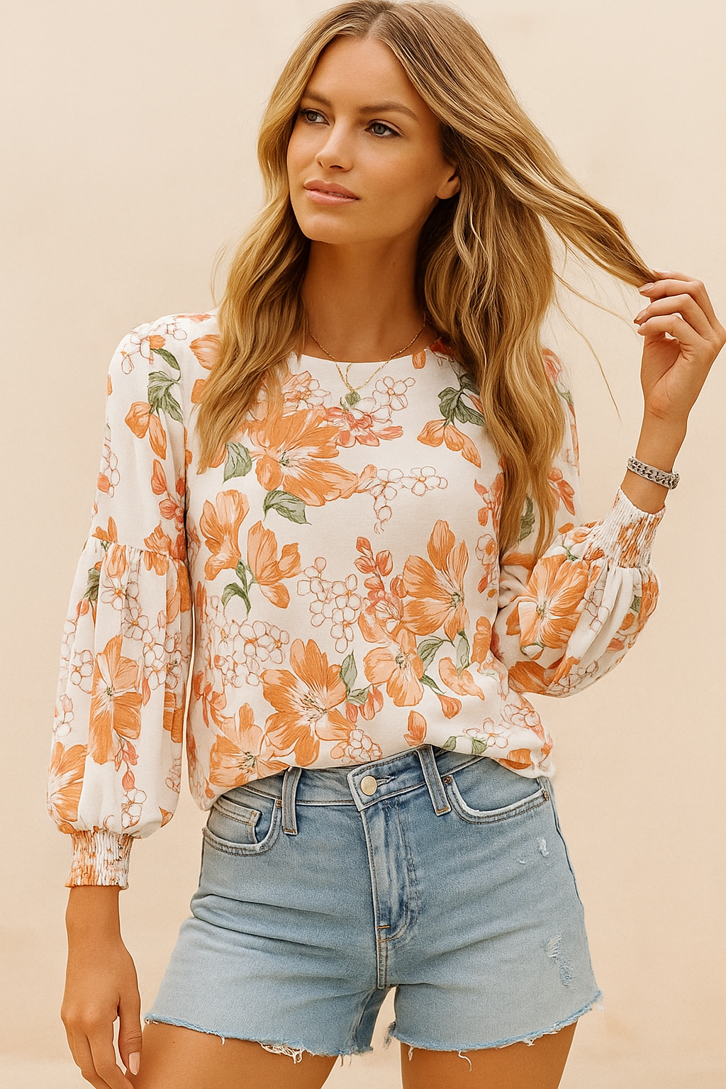 Dames Trendy Stijlvolle Bloemen Print Top met Pof Mouwen | Hester