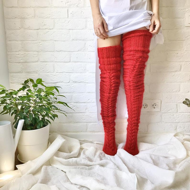Dames Warme Gebreide Overknee Sokken | Louisa