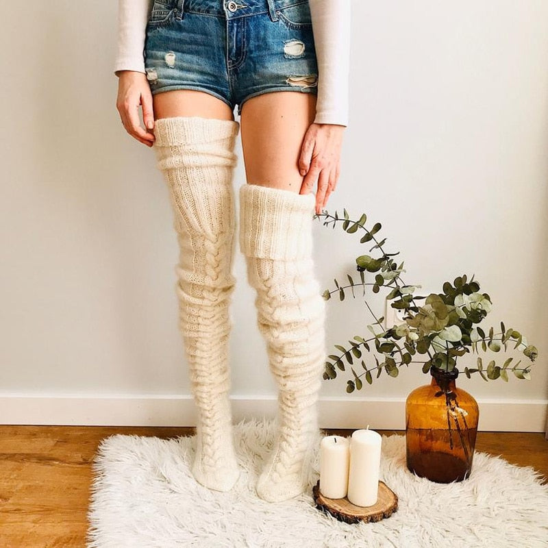 Dames Warme Gebreide Overknee Sokken | Louisa