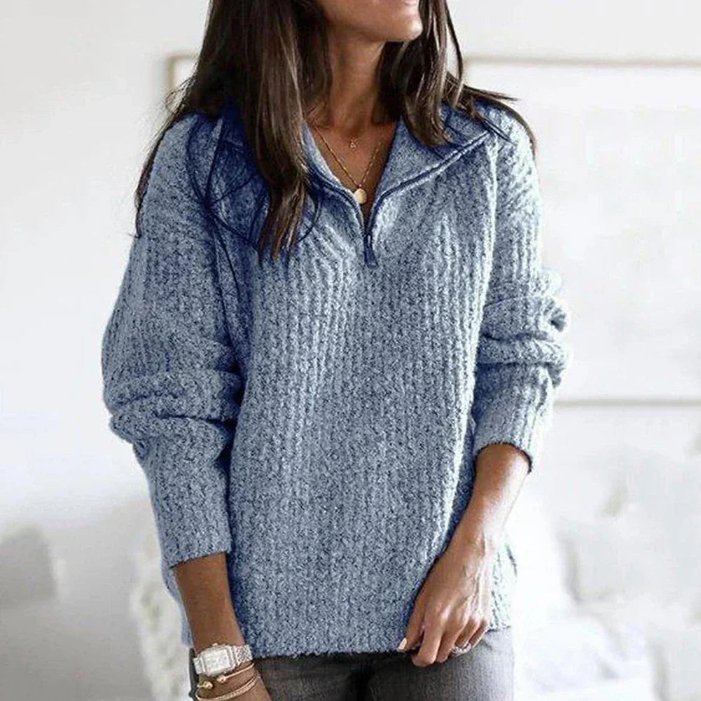 Dames Halfzip Trui met Structuur | Roshan