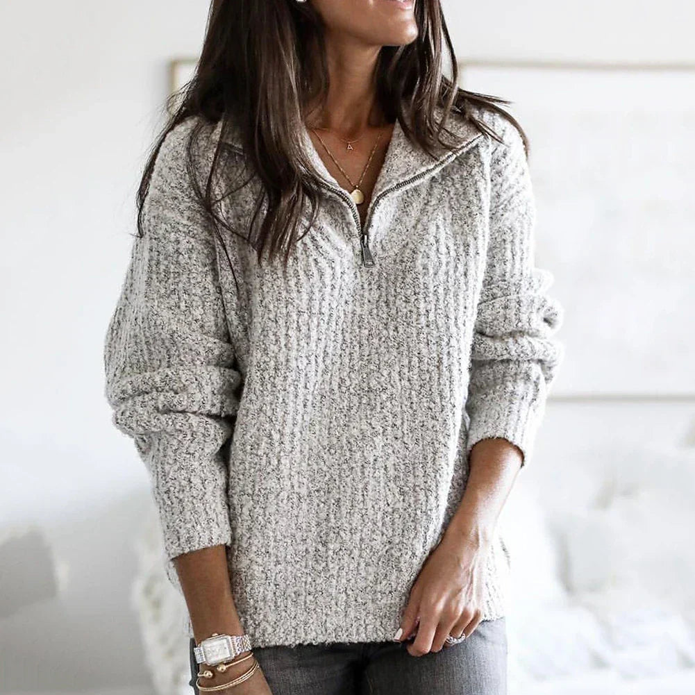Dames Halfzip Trui met Structuur | Roshan