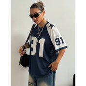 Jo-Ann | Oversized Trendy Sport Jersey Shirt