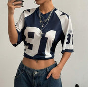 Jo-Ann | Oversized Trendy Sport Jersey Shirt