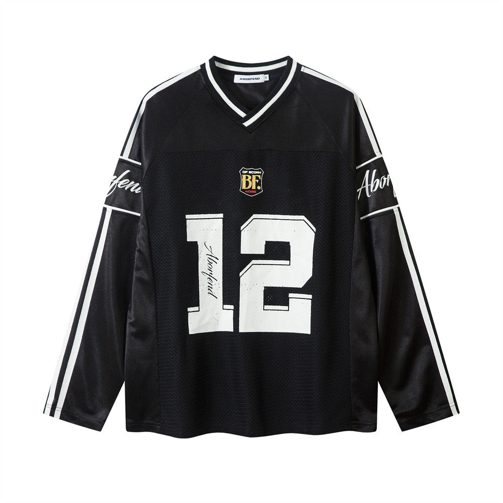 Jourdan | Oversized Sporty Jersey Top met Lange Mouwen en Varsity Print