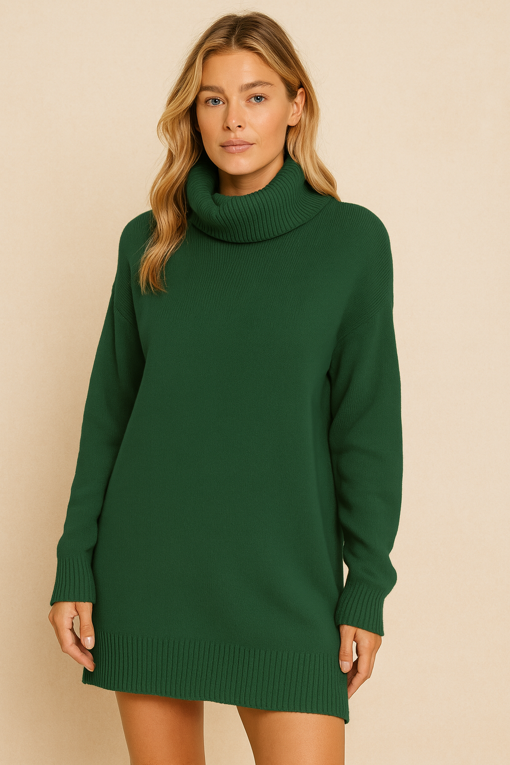 Dames Gebreide Trui Jurk met Hoge Kraag | Nexa