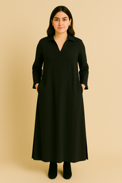 Dames Ruimvallende Lange Jurk met Split | Norah