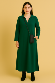 Dames Ruimvallende Lange Jurk met Split | Norah