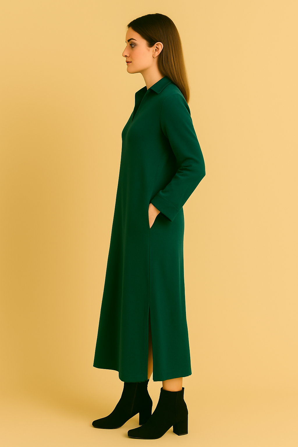 Dames Ruimvallende Lange Jurk met Split | Norah