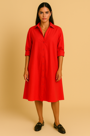 Dames Elegante Midi Jurk met Knoopsluiting | Nyla