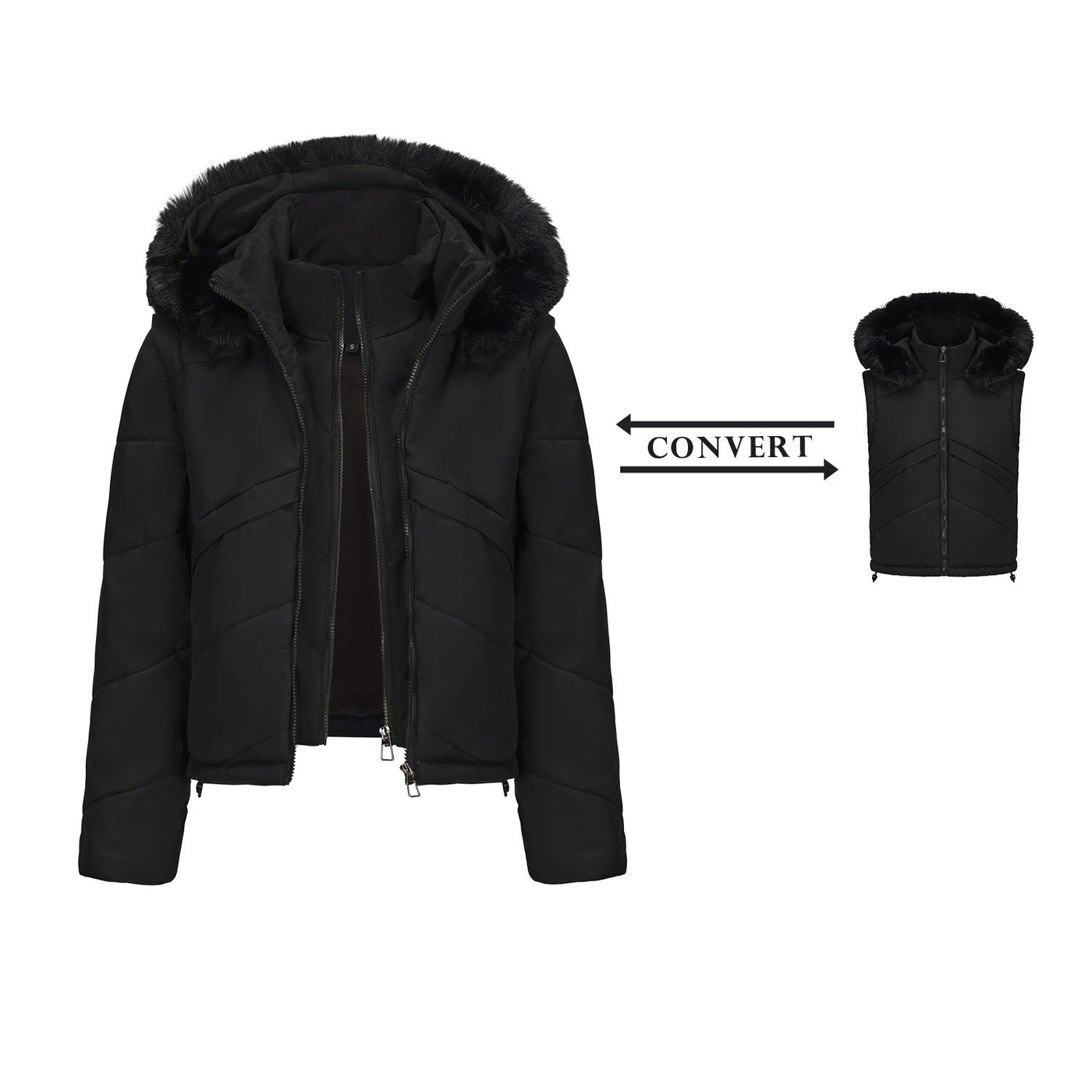 Dames 2-in-1 Winterjas met Uitneembare Bodywarmer en Capuchon met Imitatiebont | Beverly