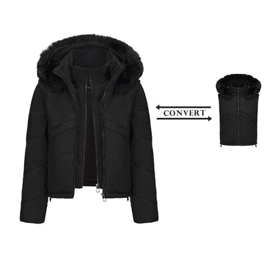 Dames 2-in-1 Winterjas met Uitneembare Bodywarmer en Capuchon met Imitatiebont | Beverly