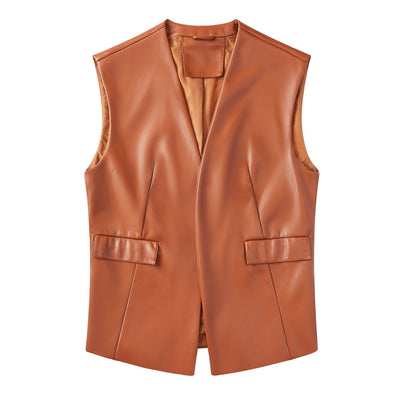 Dames Gilet van Imitatieleer | Bodil