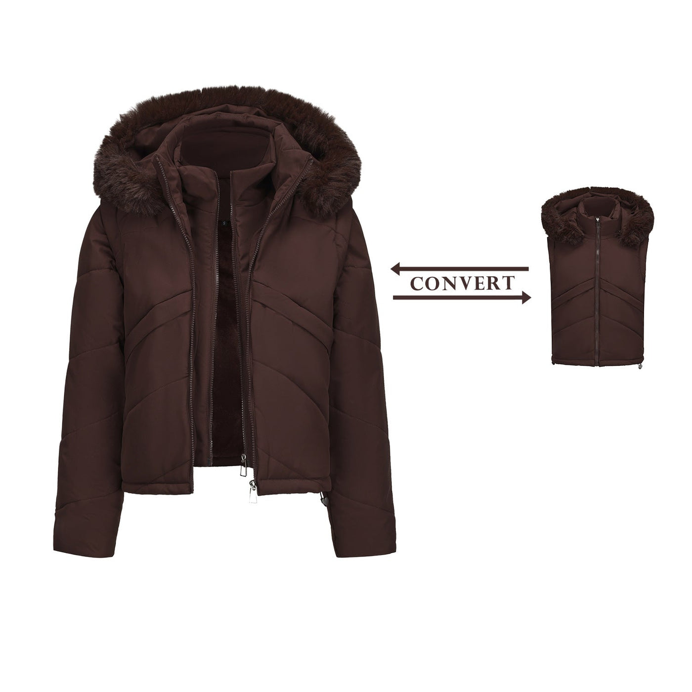 Dames 2-in-1 Winterjas met Uitneembare Bodywarmer en Capuchon met Imitatiebont | Beverly