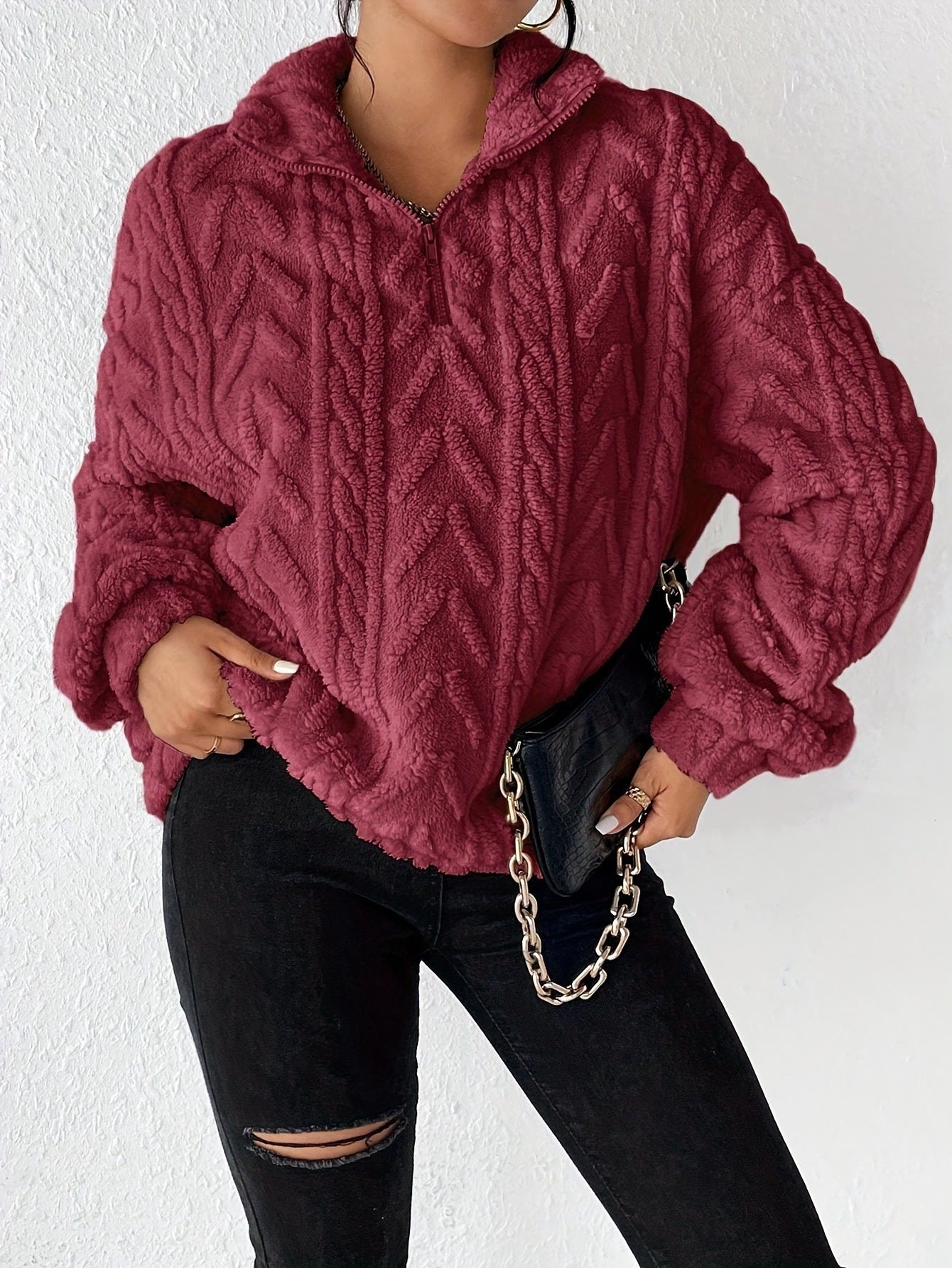 Dames Fleece Trui met Hoogsluitende Kraag | Risma