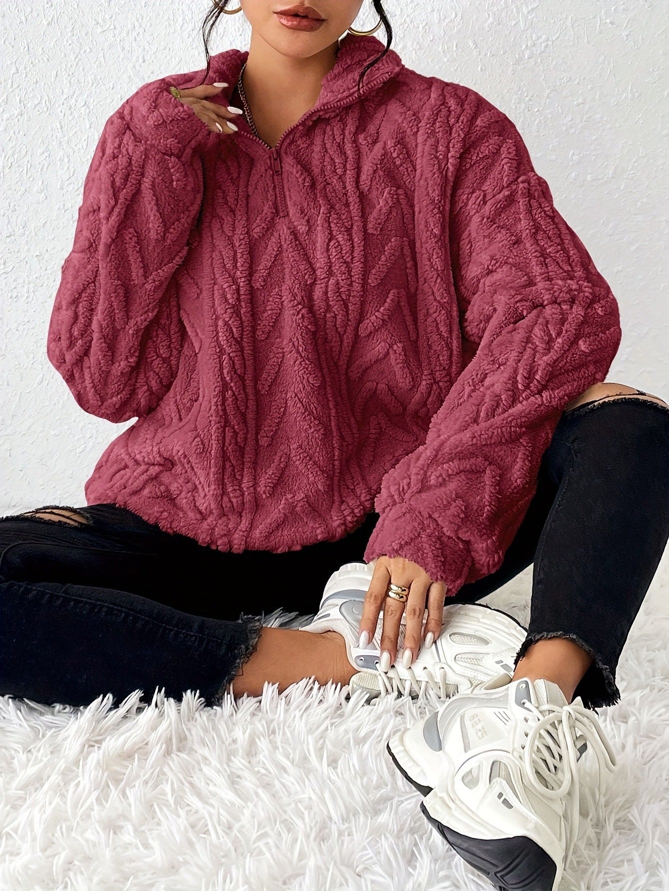 Dames Fleece Trui met Hoogsluitende Kraag | Risma