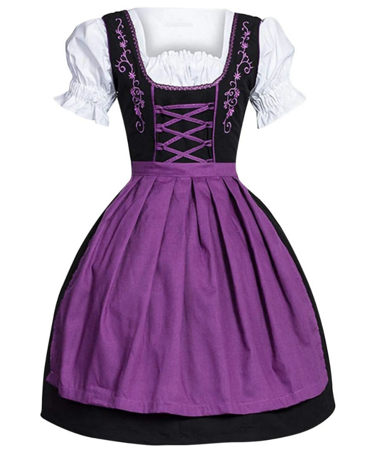 Dames Oktoberfest Dirndl Jurk met Schort en Borduurdetails | Novella