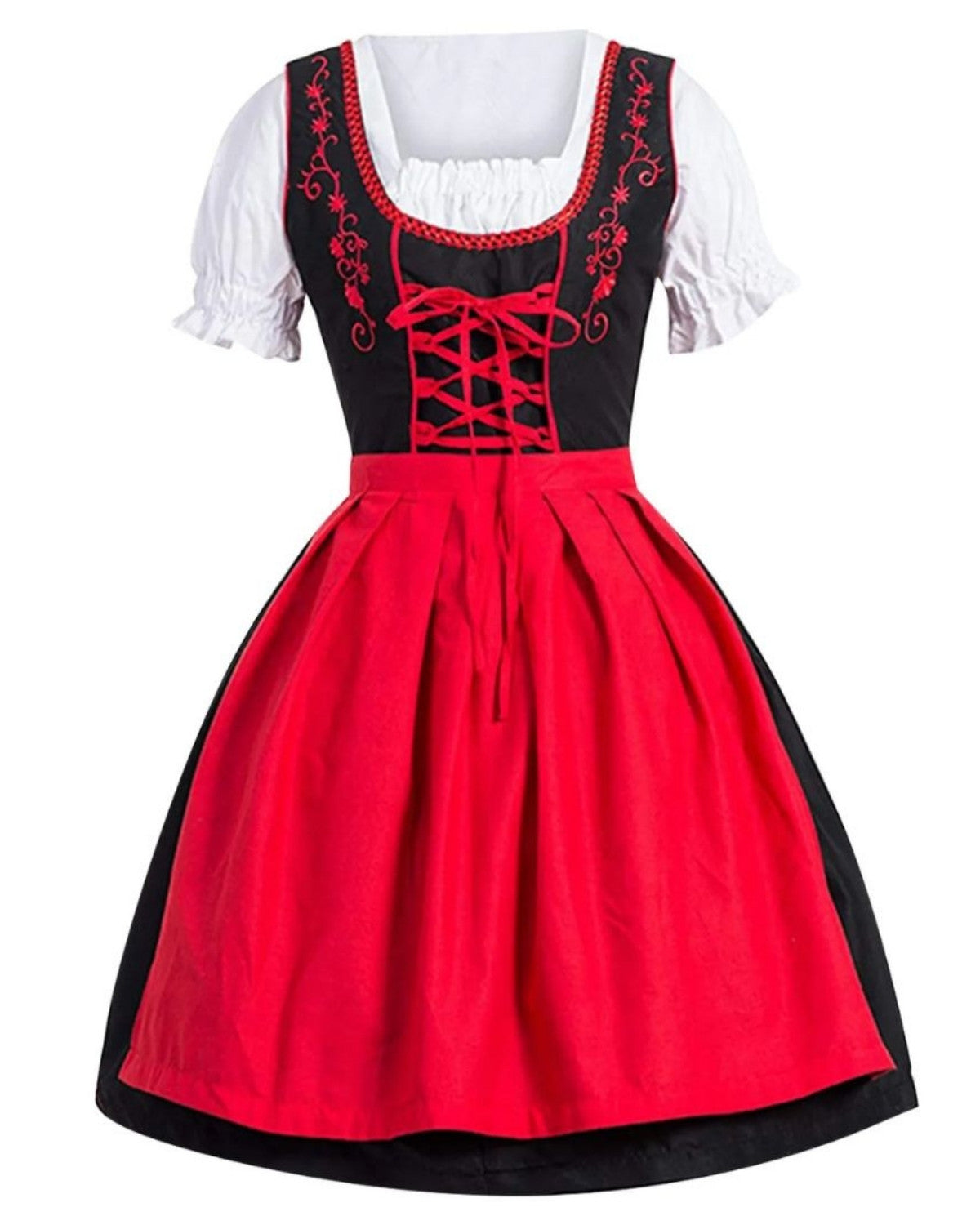 Dames Oktoberfest Dirndl Jurk met Schort en Borduurdetails | Novella