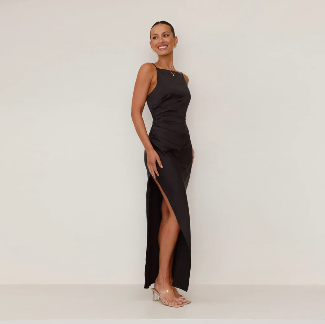 Omayra | Luxe Satin look Maxi Jurk Met Split