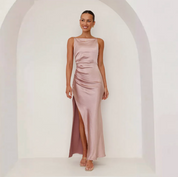 Omayra | Luxe Satin look Maxi Jurk Met Split