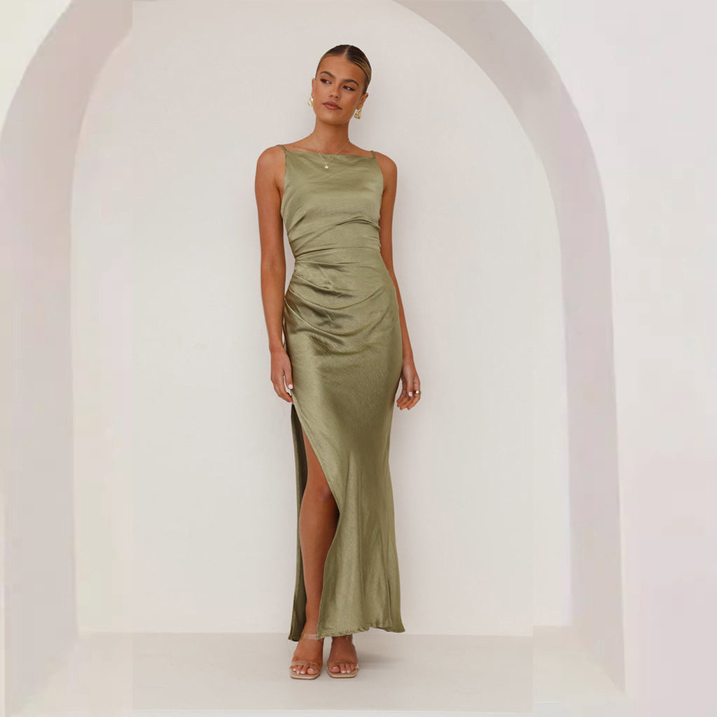 Omayra | Luxe Satin look Maxi Jurk Met Split