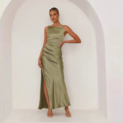 Omayra | Luxe Satin look Maxi Jurk Met Split