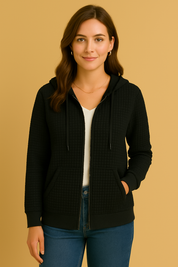 Dames Vest met Capuchon en Structuur Stof | Rachella