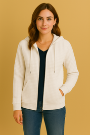 Dames Vest met Capuchon en Structuur Stof | Rachella