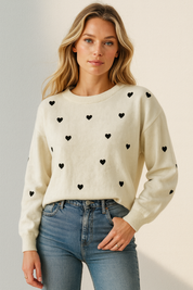 Dames Gebreide Elegante Stijlvolle Trui met Mini Hartjes | Rafaela