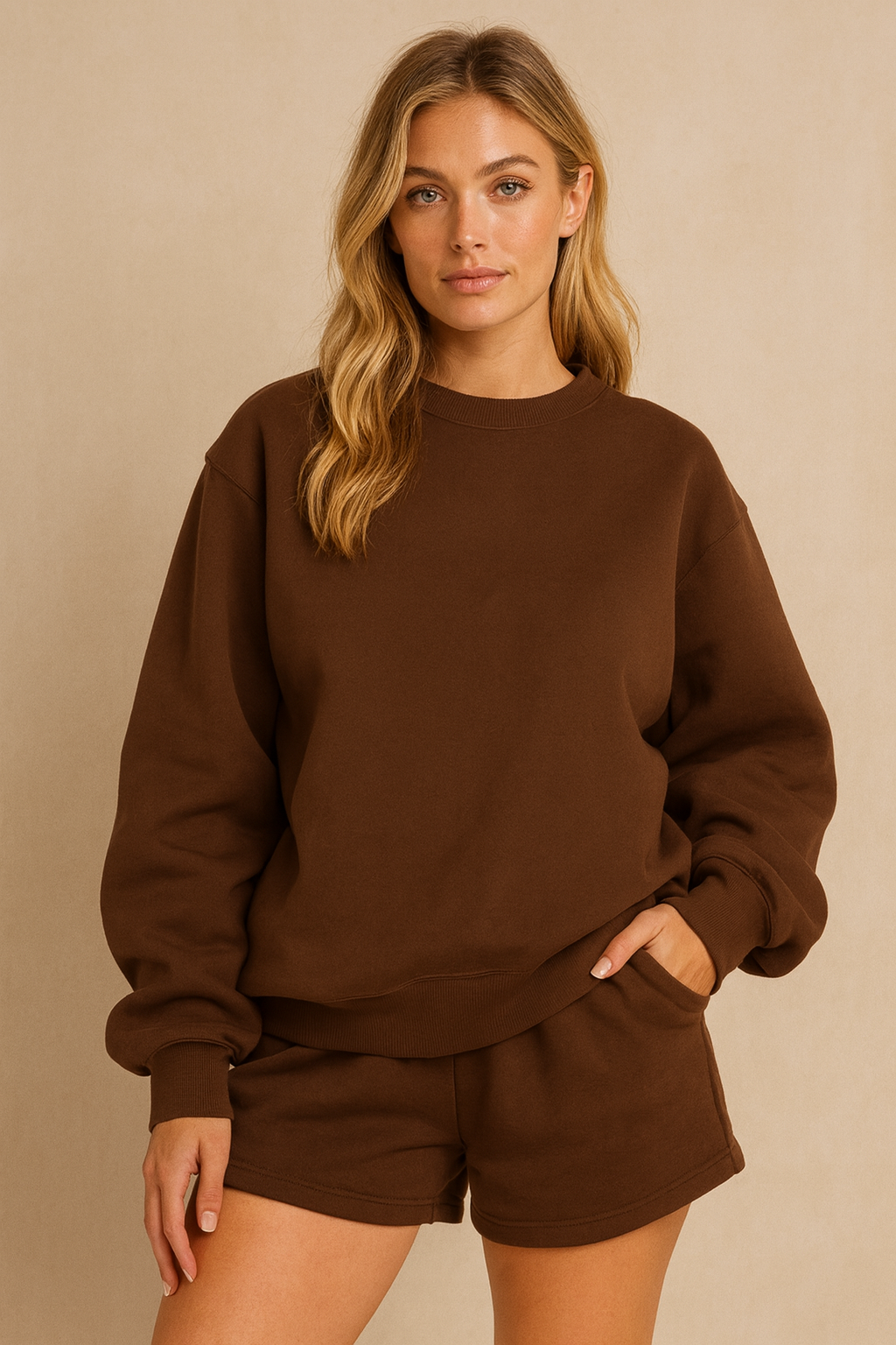 Dames Trendy Stijlvolle Comfy Tweedelige Sweater & Shorts Set | Dalaya