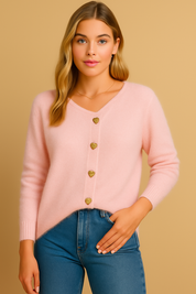 Dames Stijlvol Vest met Hartvormige Knopen | Rain