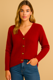 Dames Stijlvol Vest met Hartvormige Knopen | Rain