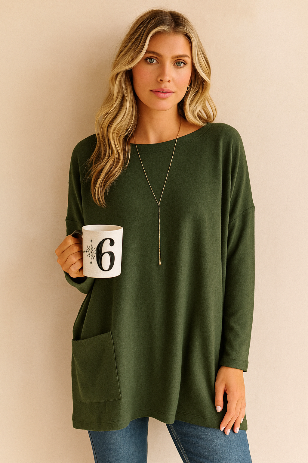 Dames Tijdloze Basic Veelzijdige Lange Mouwen Top met Zakken | Ranoma