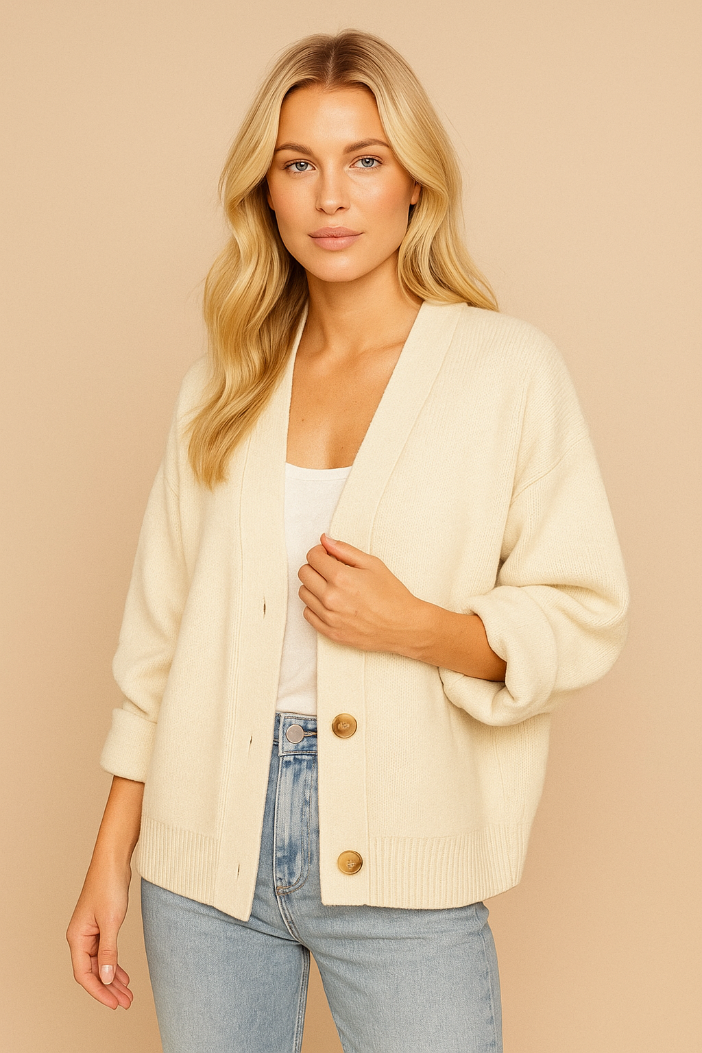 Dames Zacht Gebreid Koreaanse Style Vest met Knopen | Reese