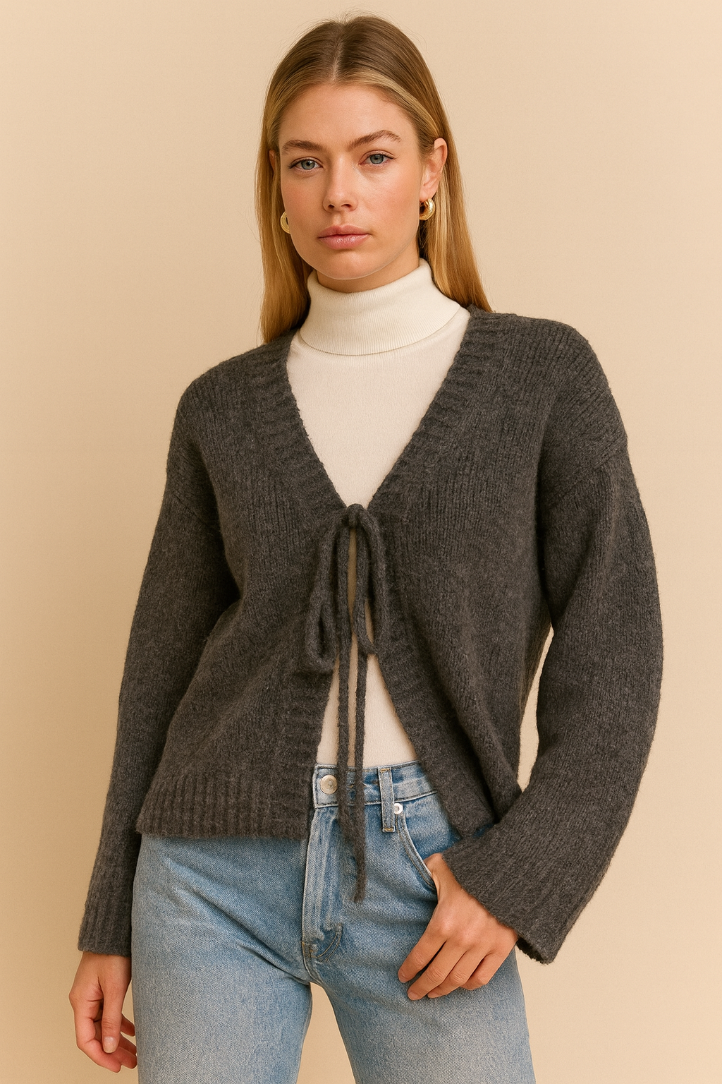 Dames Elegante Gebreid Vest met Striksluiting | Renee