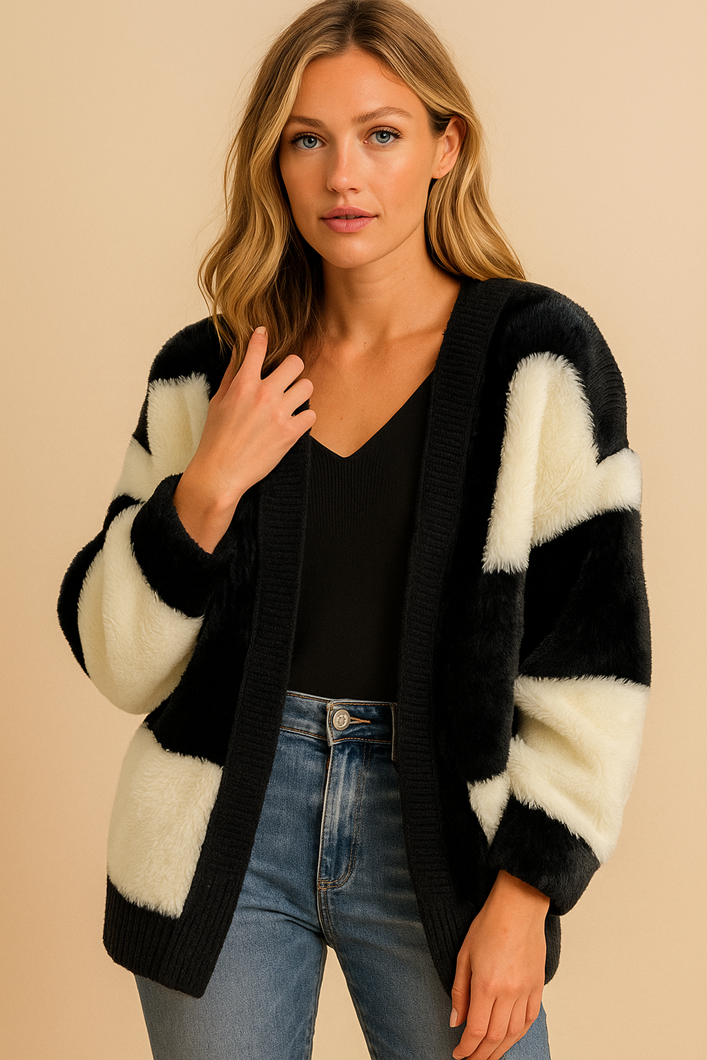 Dames Losvallende Trendy Gebreide Gestreepte Vest | Revera