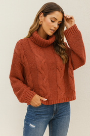 Dames Elegante Trendy Coltrui met Kabel Patroon | Riandy