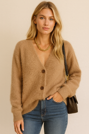 Dames Warm Gebreide Zachte Tijdloze Elegante V-hals Vest | Richana