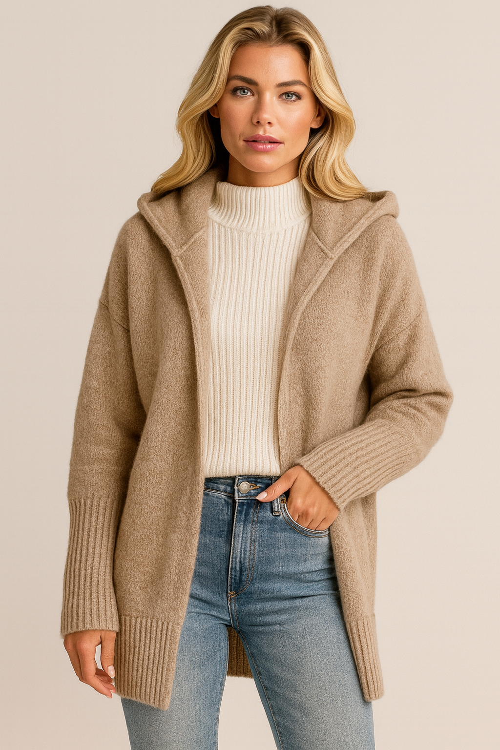 Dames Zacht Gebreid Vest met Capuchon | Rilua