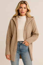 Dames Zacht Gebreid Vest met Capuchon | Rilua