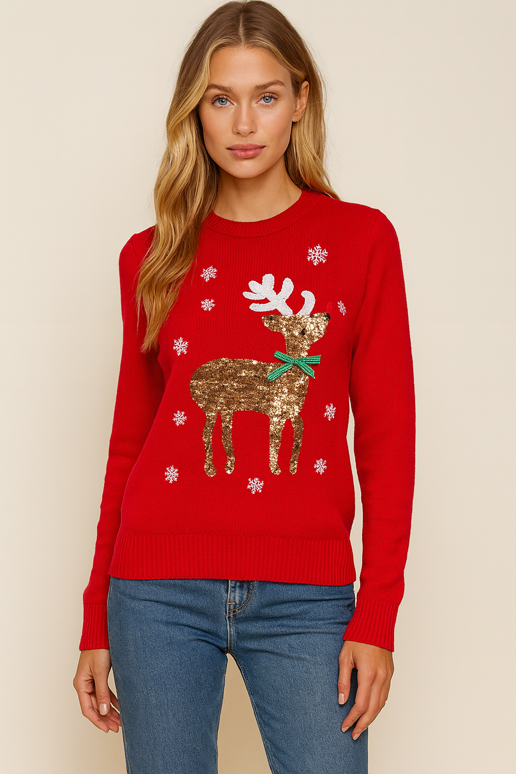 Dames Kersttrui met Rendier en Koekjes Print | Riona