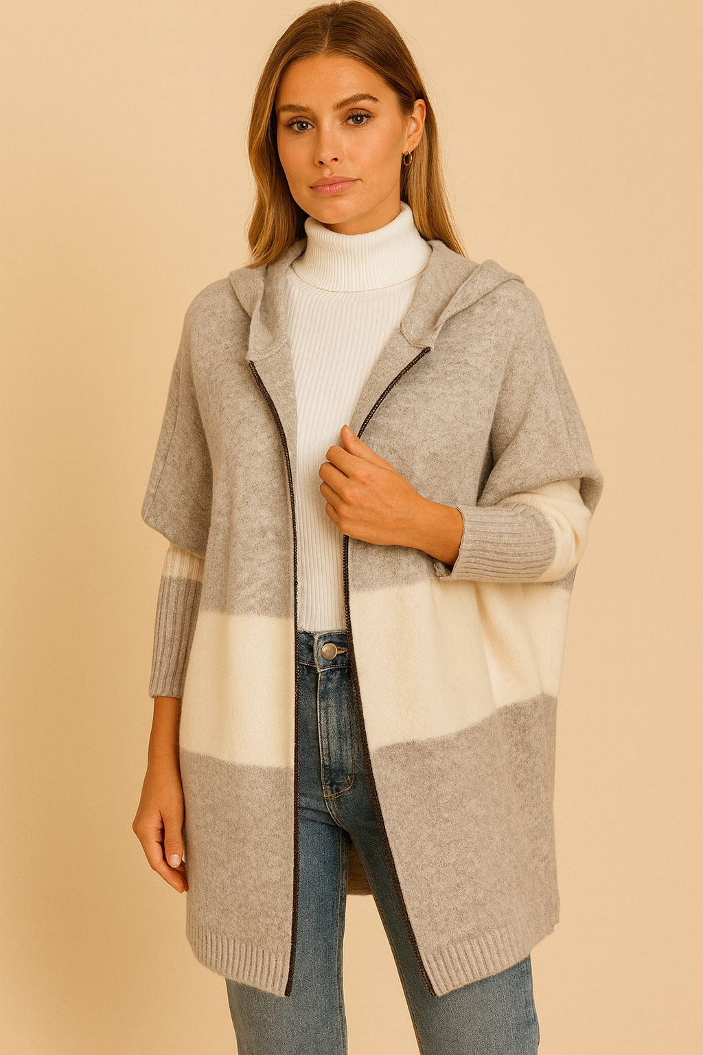 Dames Colorblock Hooded Cardigan Jas | Rita