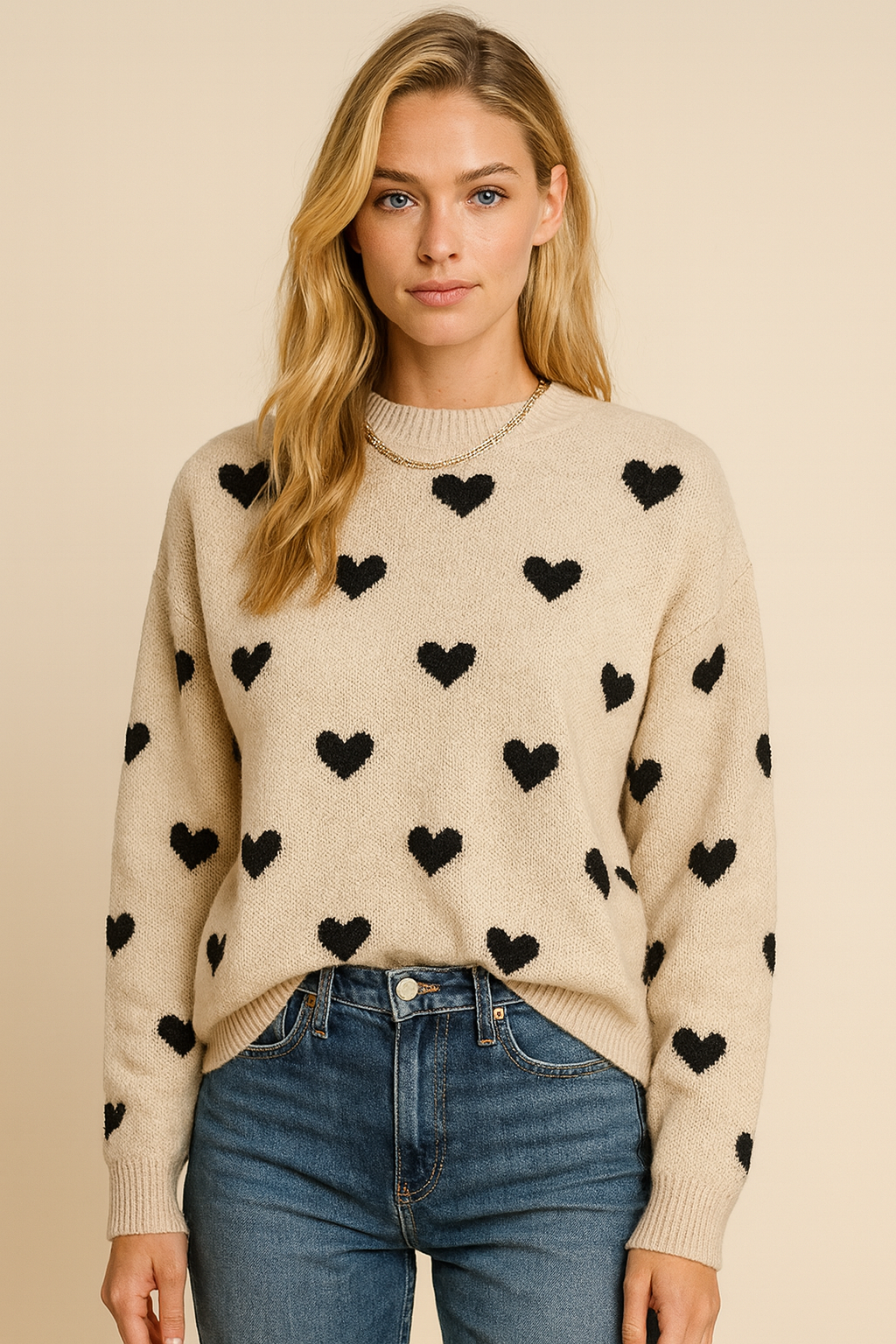 Dames Gebreide Stijlvolle Trui met Hartjes | Roma