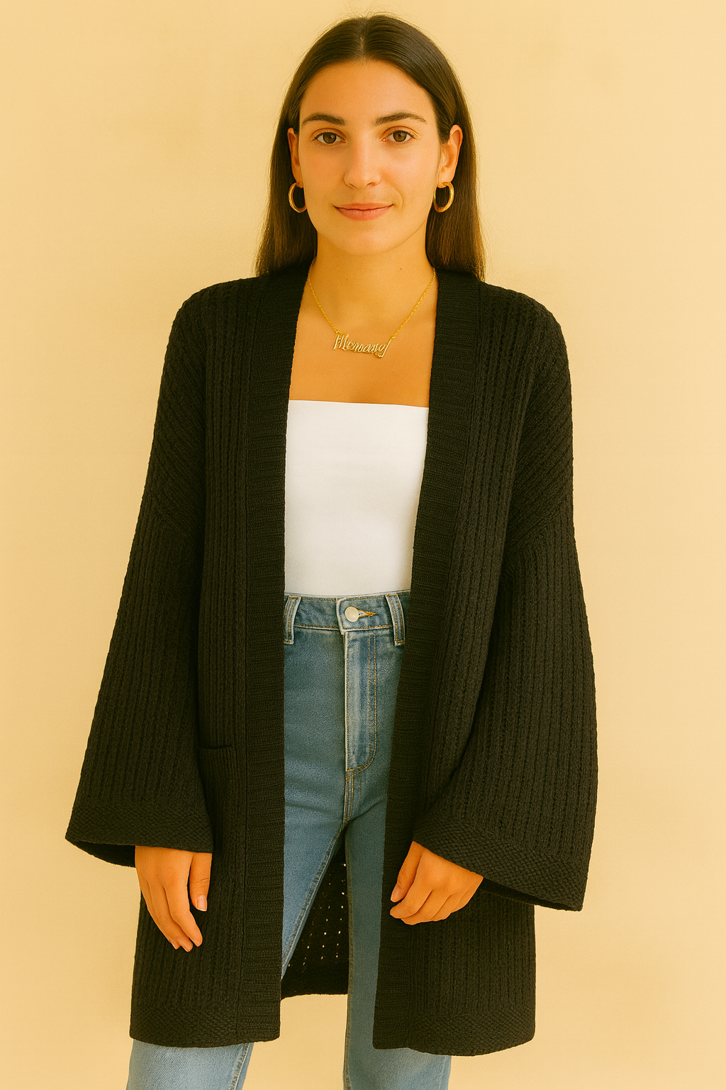 Dames Lang Gebreid Vest | Romy