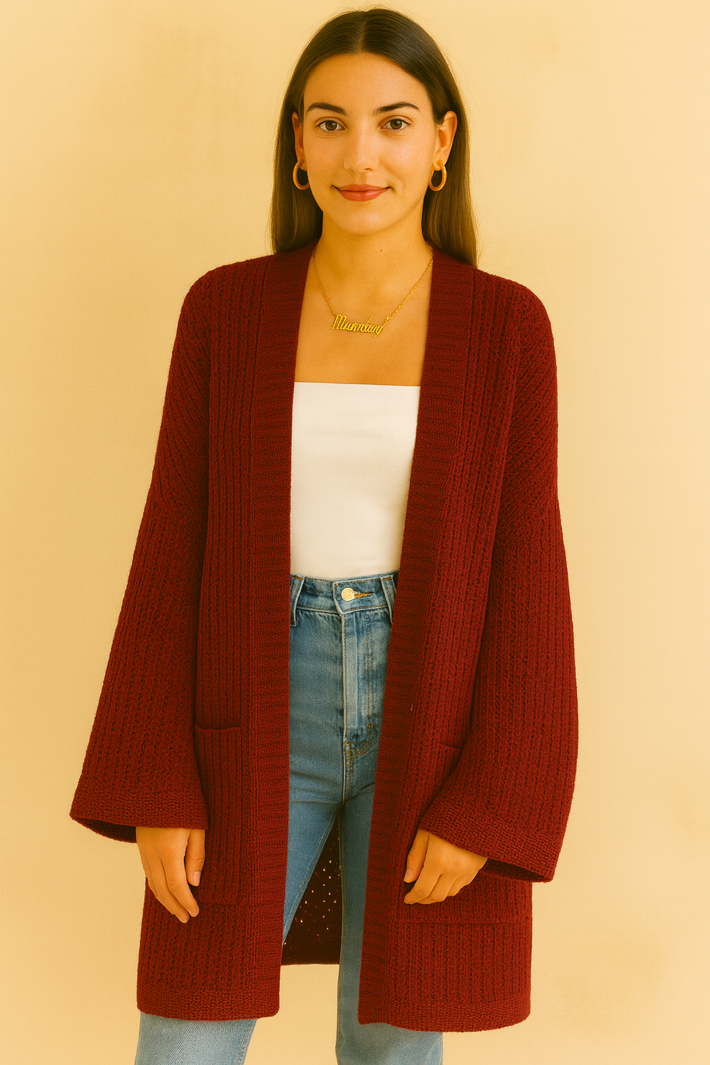 Dames Lang Gebreid Vest | Romy