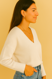 Dames Gebreide Trui met diepe V-Nek | Rosanna