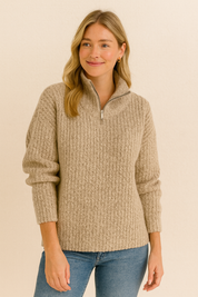 Dames Halfzip Trui met Structuur | Roshan